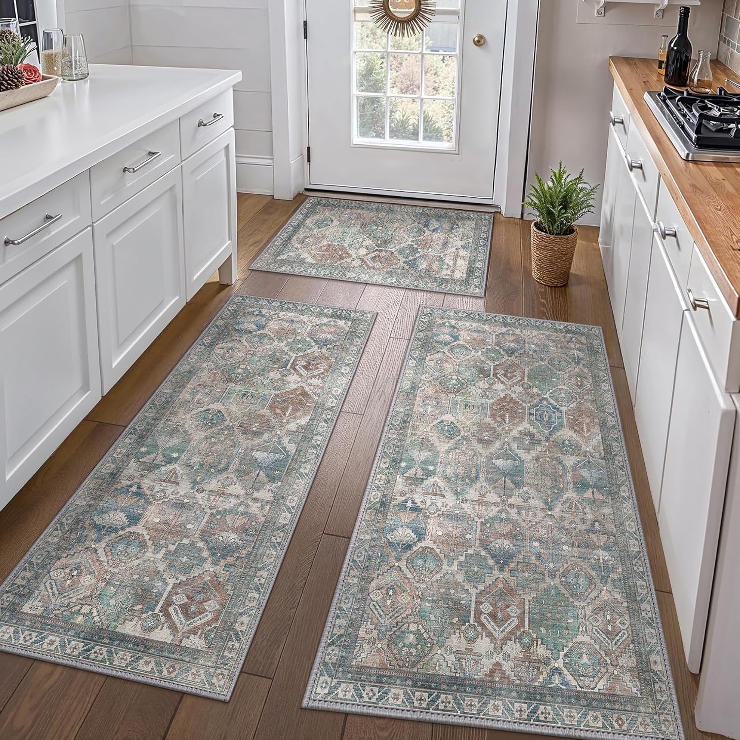 GENIMO Kitchen Mats for Floor Set of 3 Non-Slip Washable Rugs