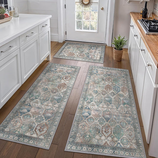 GENIMO Kitchen Mats for Floor Set of 3 Non-Slip Washable Rugs
