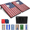 Cornhole Set with American Flag Design - Portable Tailgate Boards