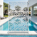 Metal Privacy Screen 72in H x 47in W White Net - Free Standing Panel