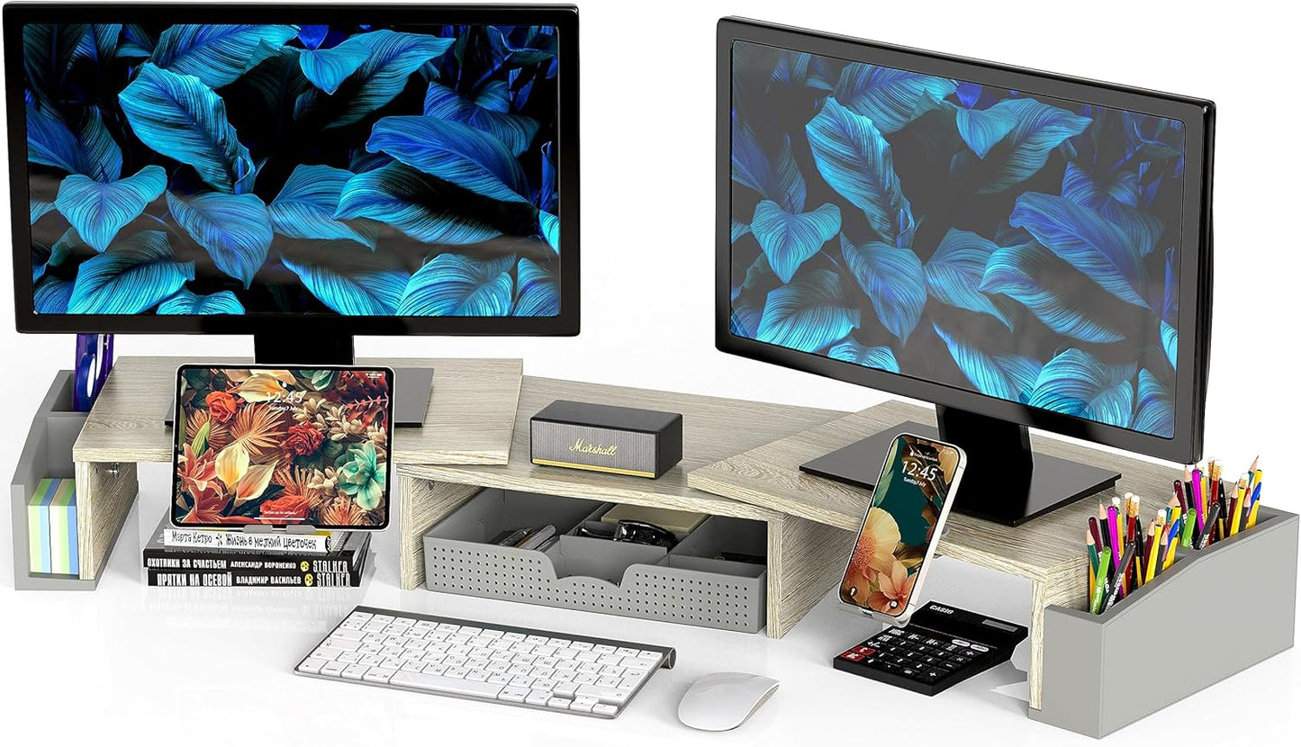 Dual Monitor Stand Riser for Organized Workstation