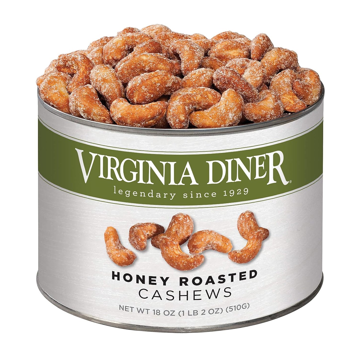 Virginia Diner Jumbo Honey Roasted Cashews Gift Tin - 18 Oz