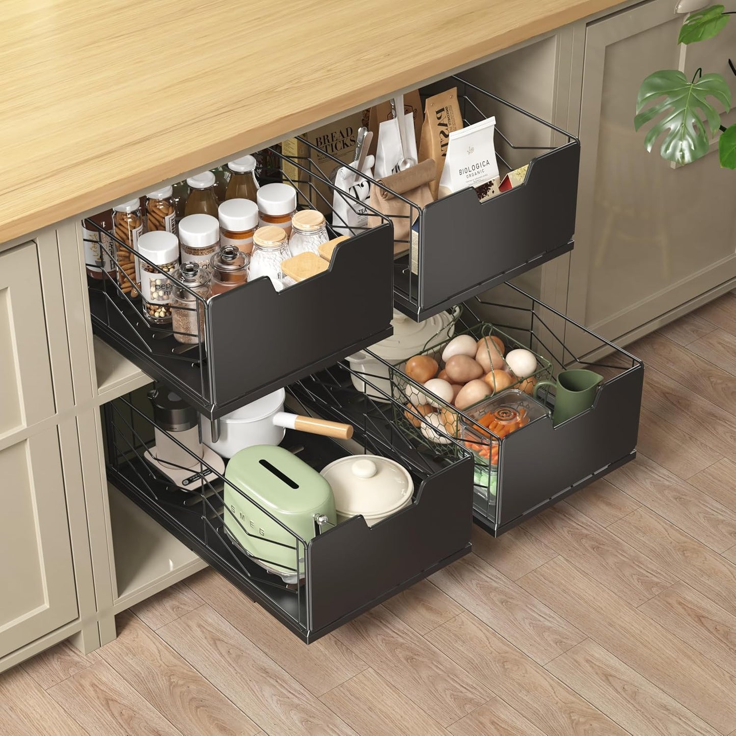 NETEL Pull Out Cabinet Organizer - No Drill Slide Out Drawers