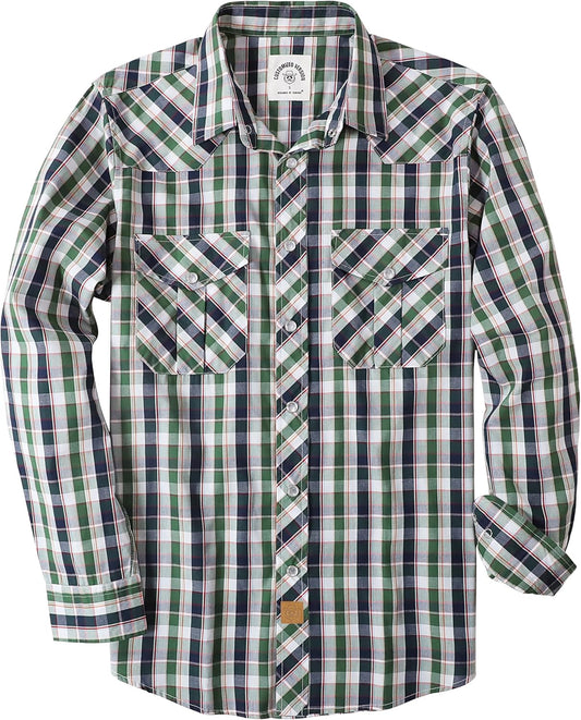 Dubinik Pearl Snap Shirts for Men: Vintage Casual Plaid Style