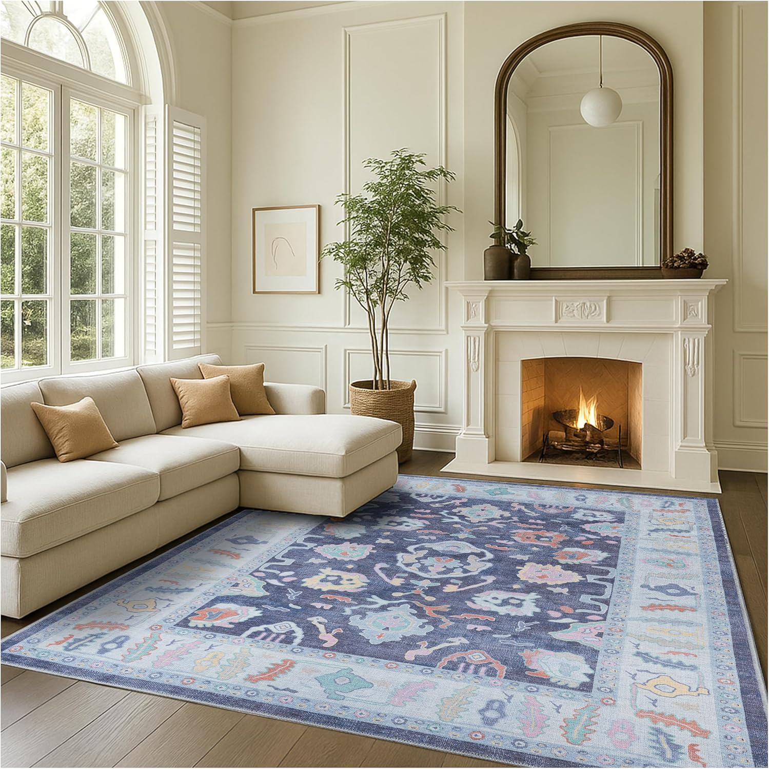 Fame Rugs Modern Oushak Rug 6x9, Vintage Turkish Area Rug