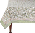 Ridhi Royal Beige Hand Block Print Cotton Rectangle Tablecloth 60x90
