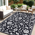 OLANLY Waterproof Outdoor Rug 6x9 ft - Reversible Floral Patio Mat