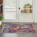 Aloha Indoor/Outdoor Modern Navy Multicolor 2ft 8in x 4ft Rug