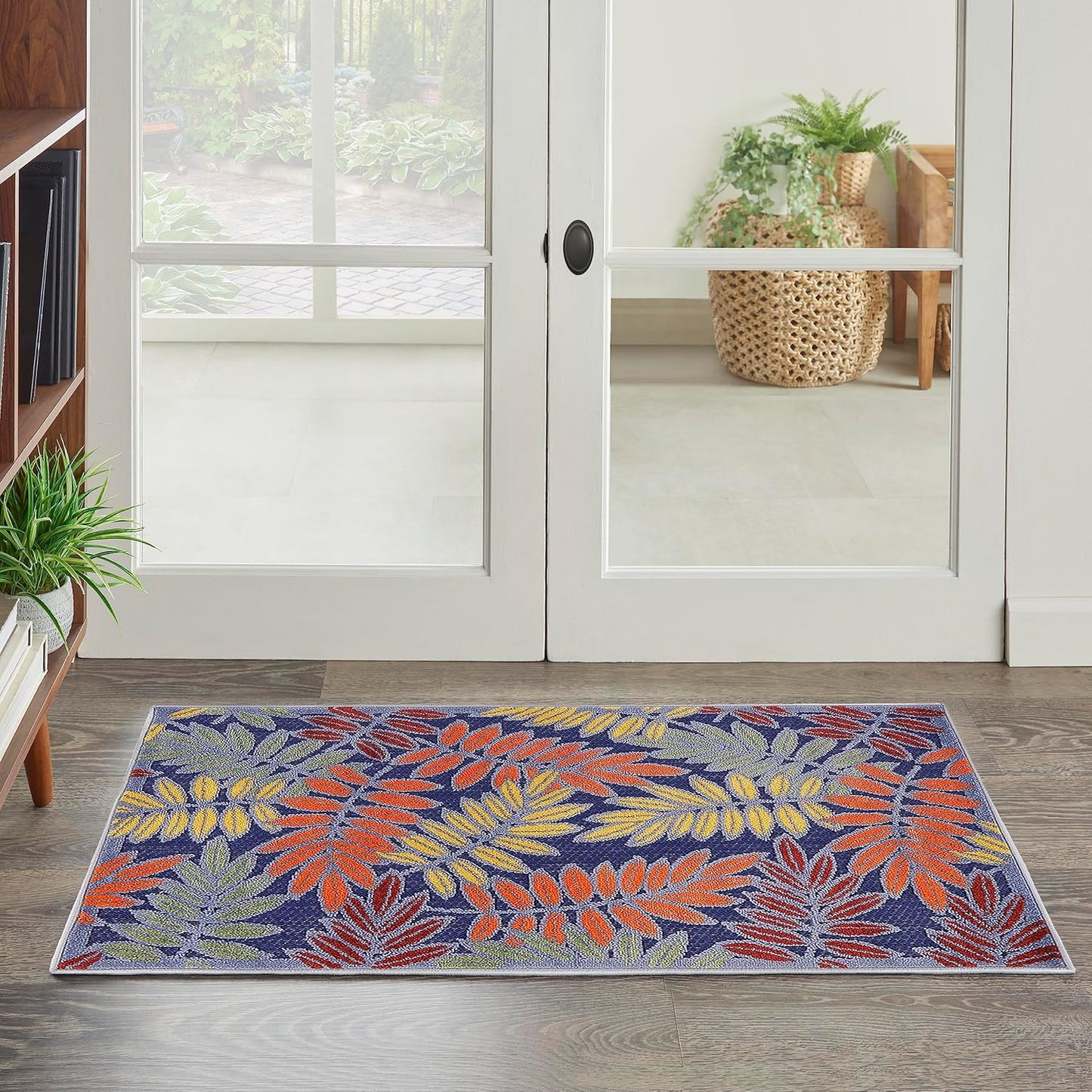 Nourison Aloha Indoor/Outdoor Modern Navy Multicolor Area Rug
