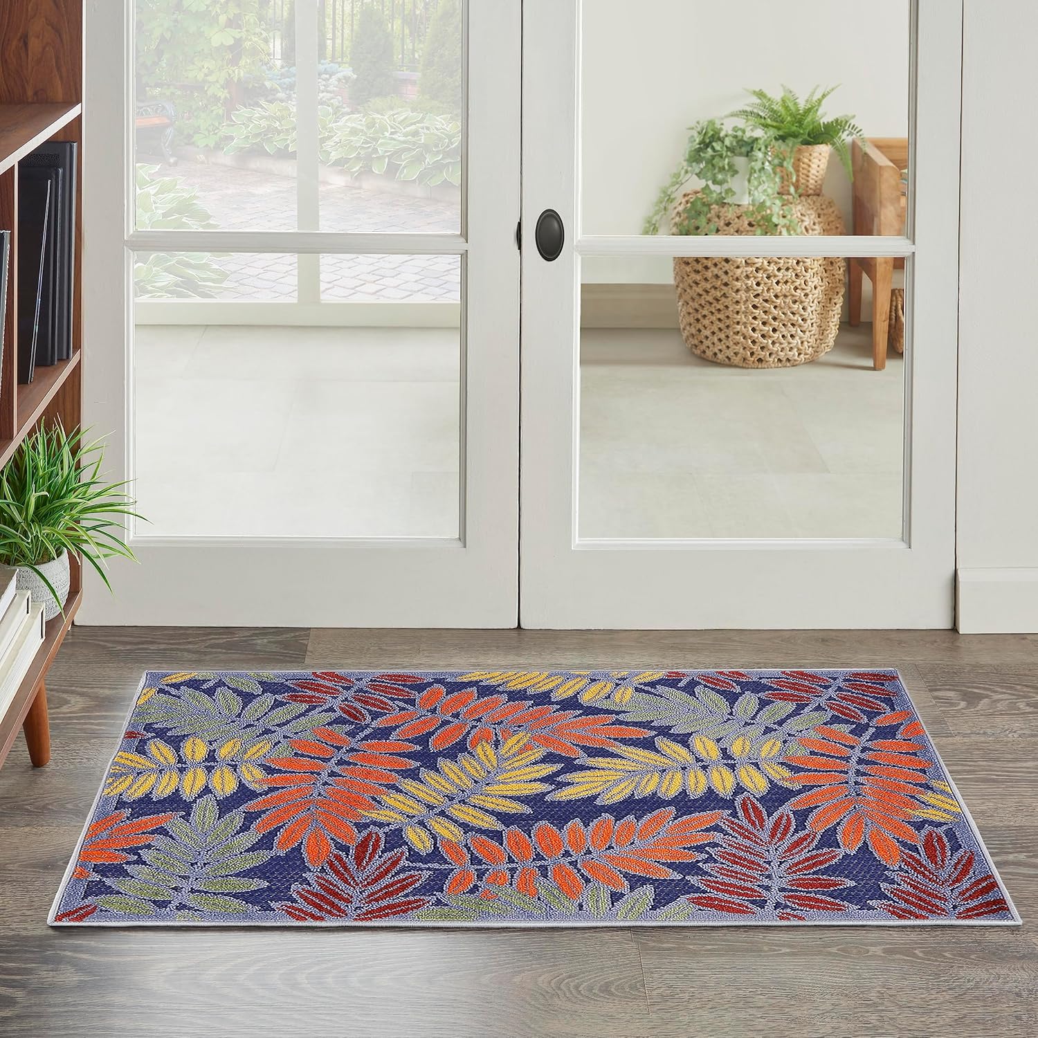Nourison Aloha Indoor/Outdoor Modern Navy Multicolor Area Rug