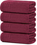 Extra Large 4-Pack Bath Towels 30 x 60 in Burgundy - Quick Dry