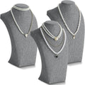 Kigley Set of 3 Linen Jewelry Busts for Elegant Display and Showcasing