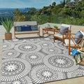 Outdoor Plastic Straw Rug 8x10ft Reversible Geometric Patio Rug