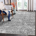 8x10 Area Rugs for Living Room - Machine Washable Low Pile Grey Rug