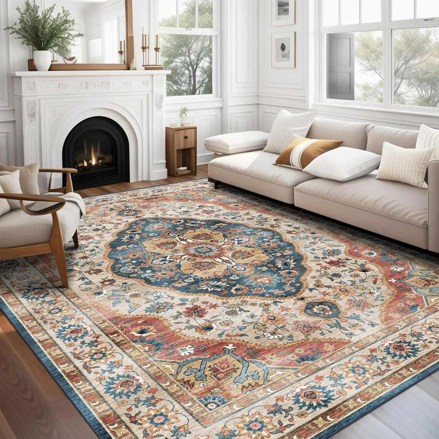 vivorug 9x12 Area Rugs for Living Room, Vintage Beige Style