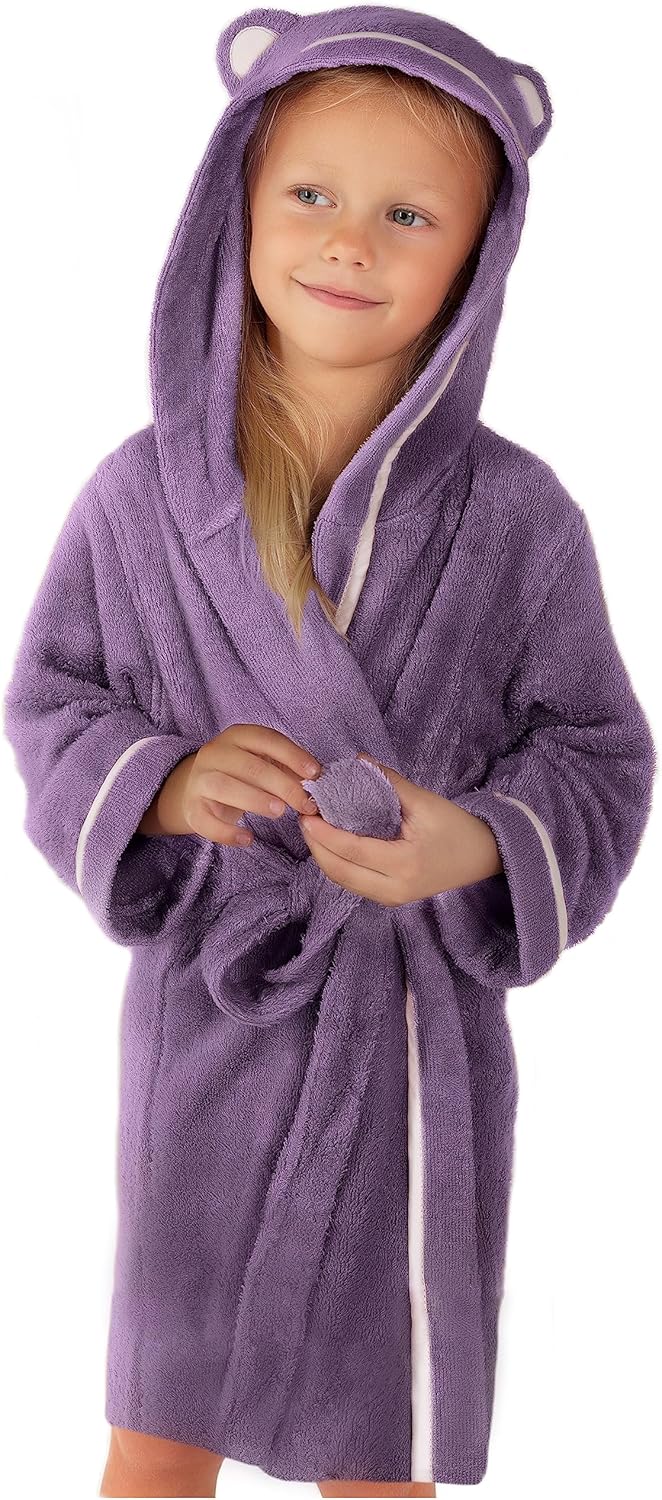 Premium Soft Toddler Bathrobe - Ultra Soft Kids Robe with Hood