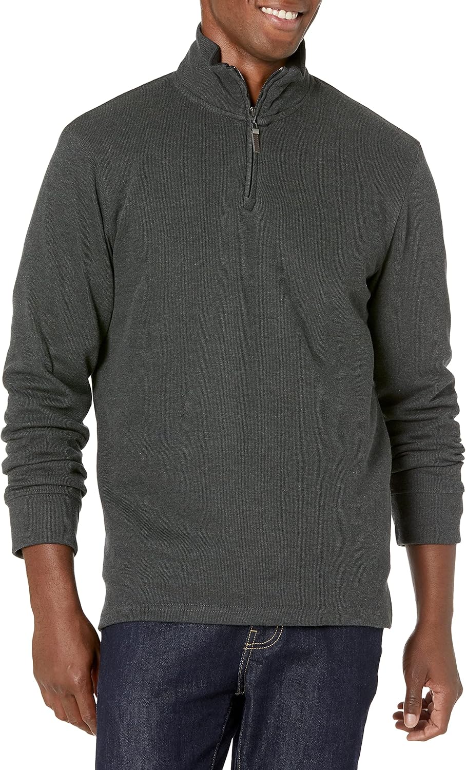 Essentials Men's French Rib Quarter-Zip Sweater: Casual Comfort