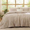 Bedsure Boho Tufted King Comforter Set - Khaki Boho Bedding