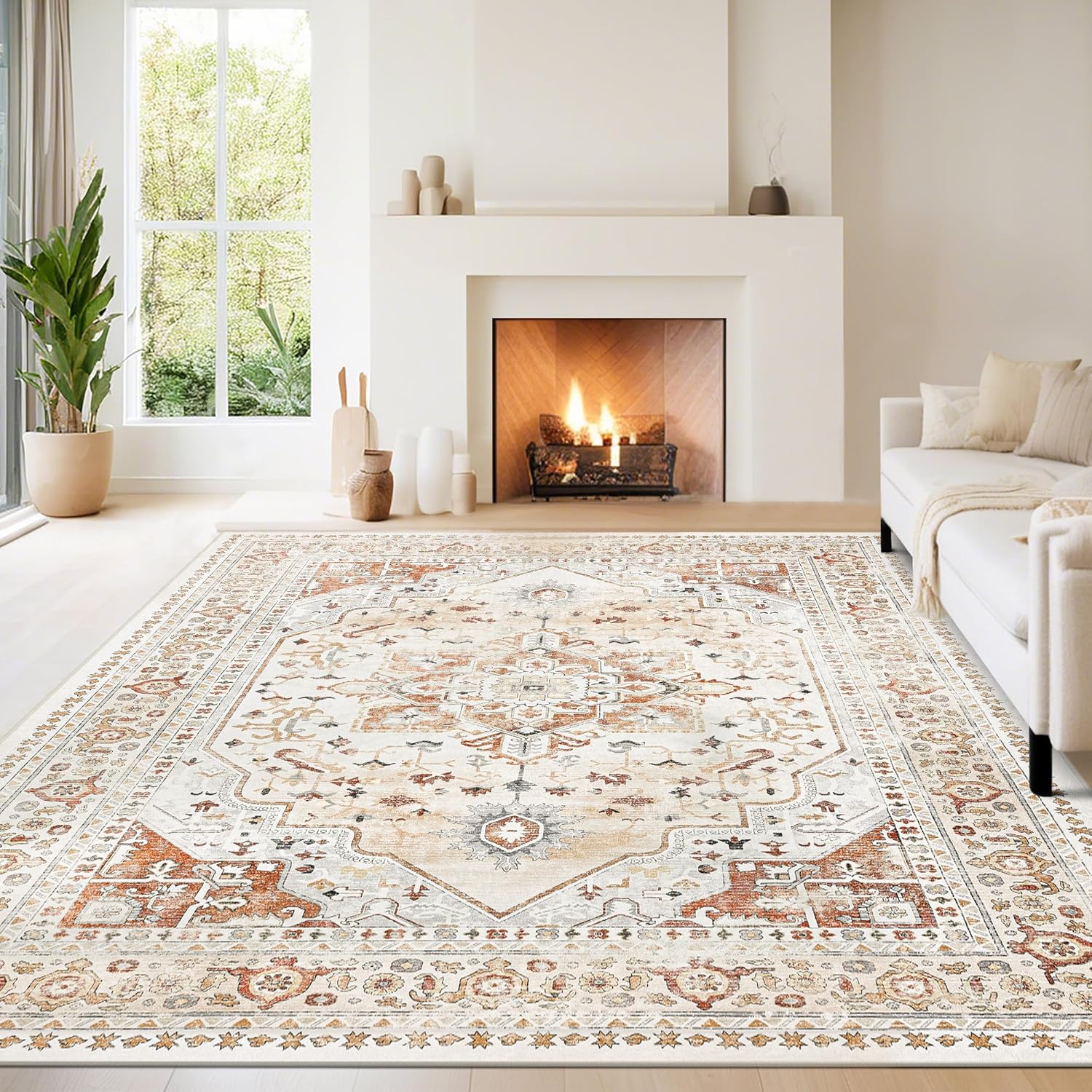 Washable 8x10 Area Rugs for Living Room and Bedroom Decor