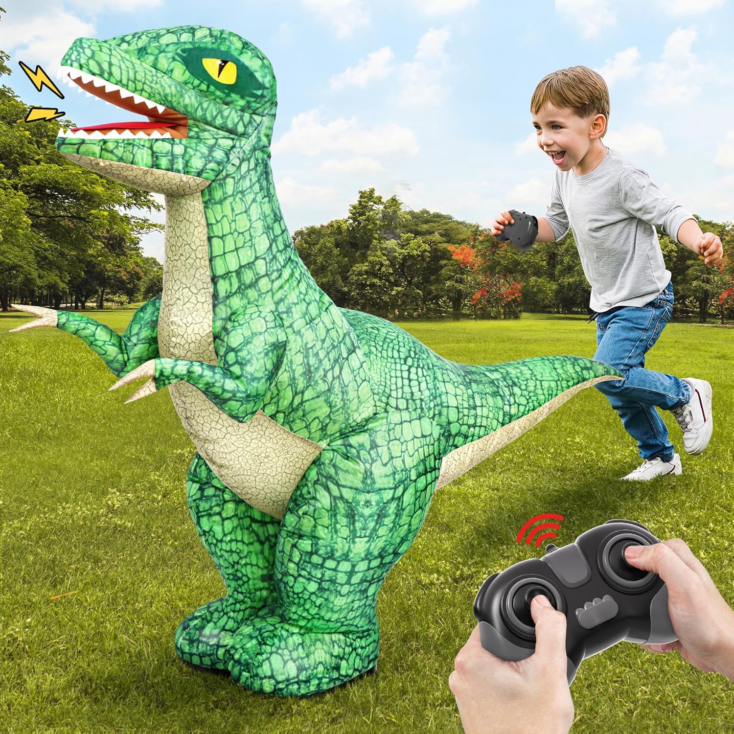 2.4GHZ Remote Control Inflatable Dinosaur Toy for Kids Fun