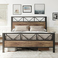 Queen Bed Frame with Tall Industrial Headboard - Stable, Noise Free