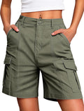 Bermuda Cargo Denim Shorts for Women Knee Length 6 Pockets