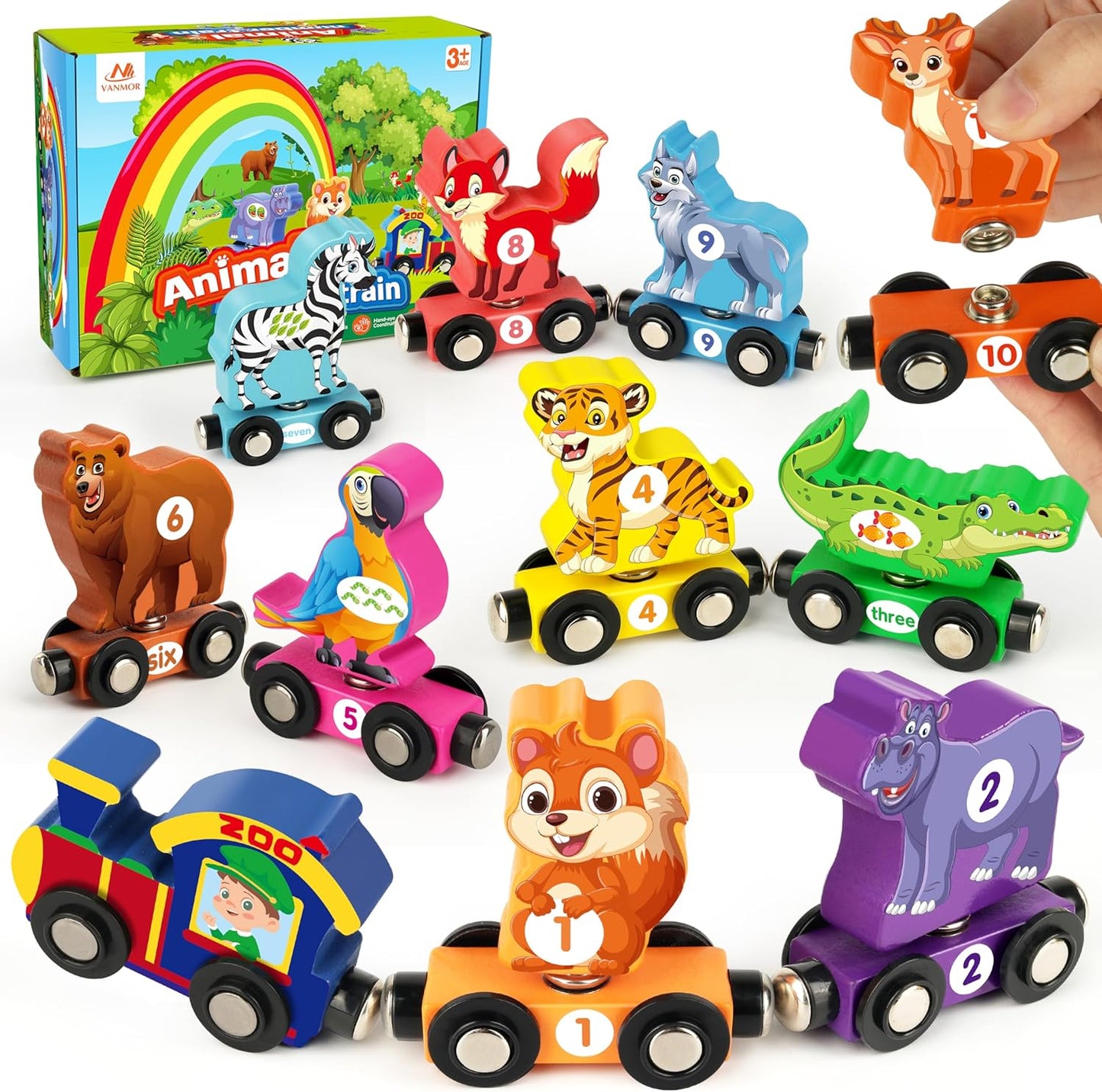 Vanmor Magnetic Animal Number Train Set