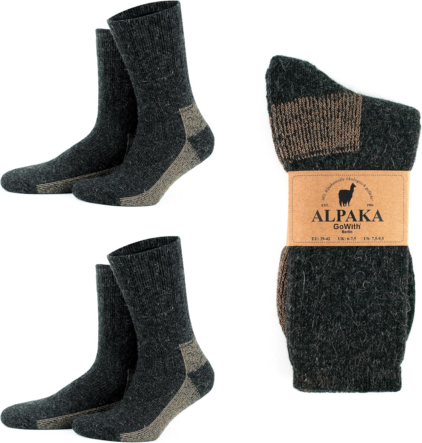 Hiking Alpaca Wool Crew Socks for Men & Women - Cozy Comfort