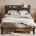 ANCTOR Full Size Bed Frame with Storage Headboard - Stable, No Noise