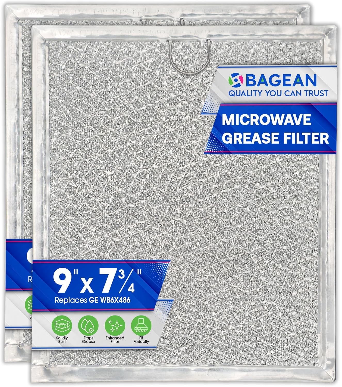 Efficient 9 x 7.72 Aluminum Mesh Microwave Filter - 2-Pack