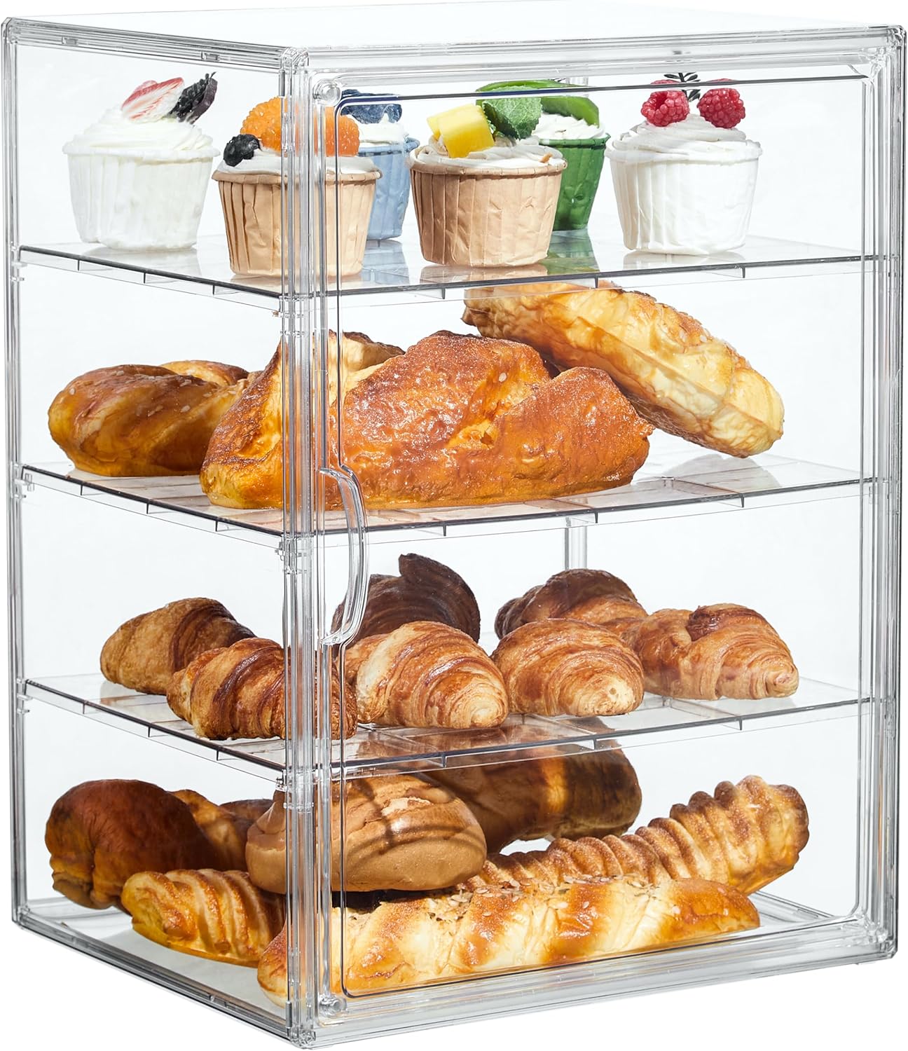 Pastry Display Case for Kitchen Countertop with Magnetic Door