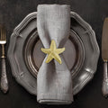 Gold Napkin Rings Set of 12 in Star Fish Design - Elegant Table Accent