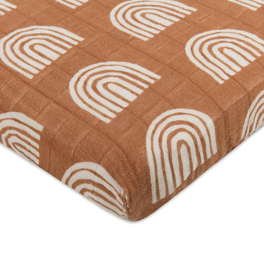 Organic Cotton All-Stages Midi Crib Sheet - Terracota Rainbow