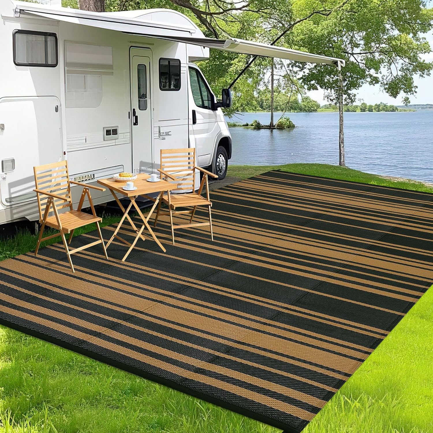 Garvee Outdoor Rug 9ft x 18ft Waterproof Plastic Straw for Patio