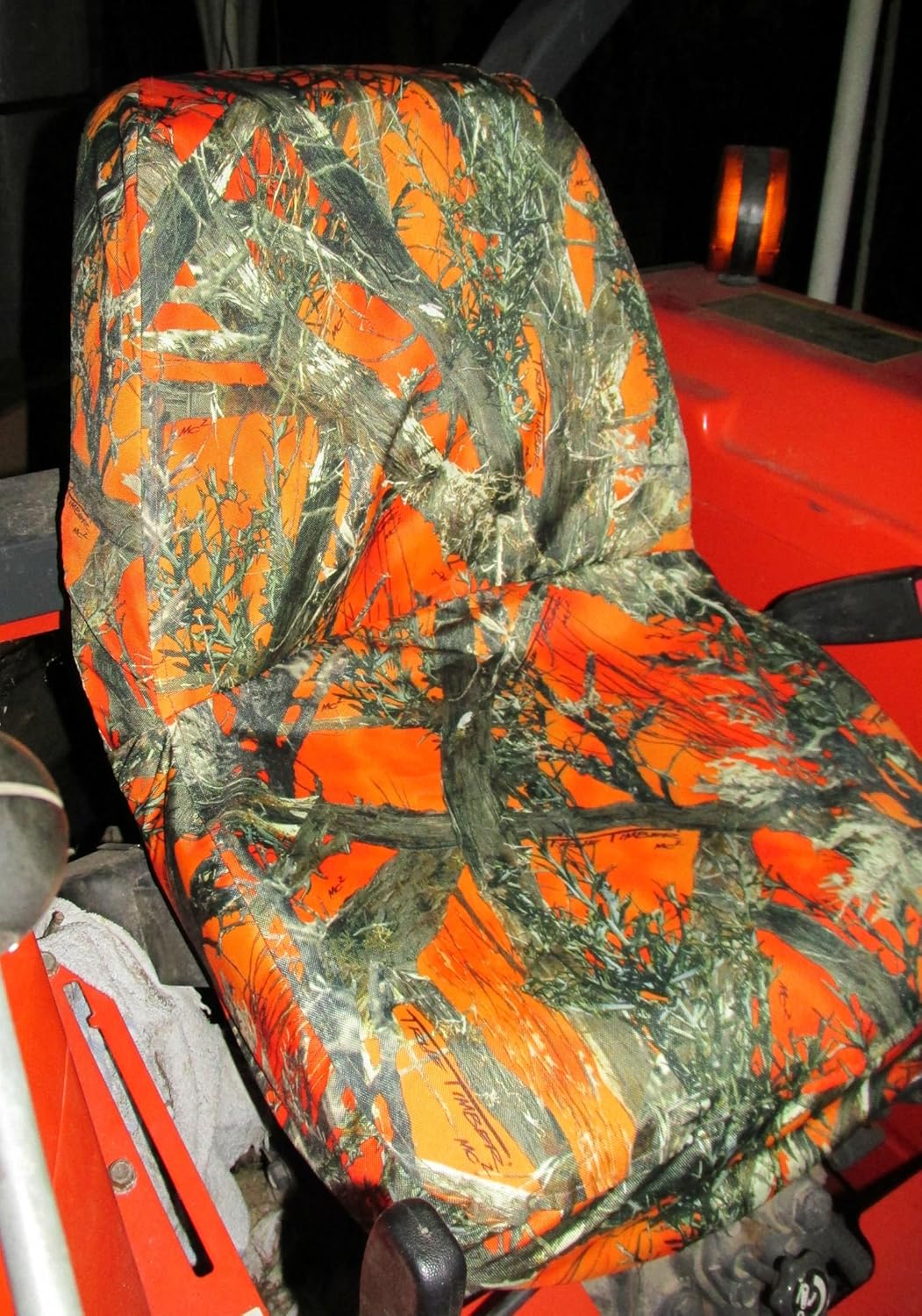 Durafit Seat Covers for Kubota Tractors in Orange Camo Style