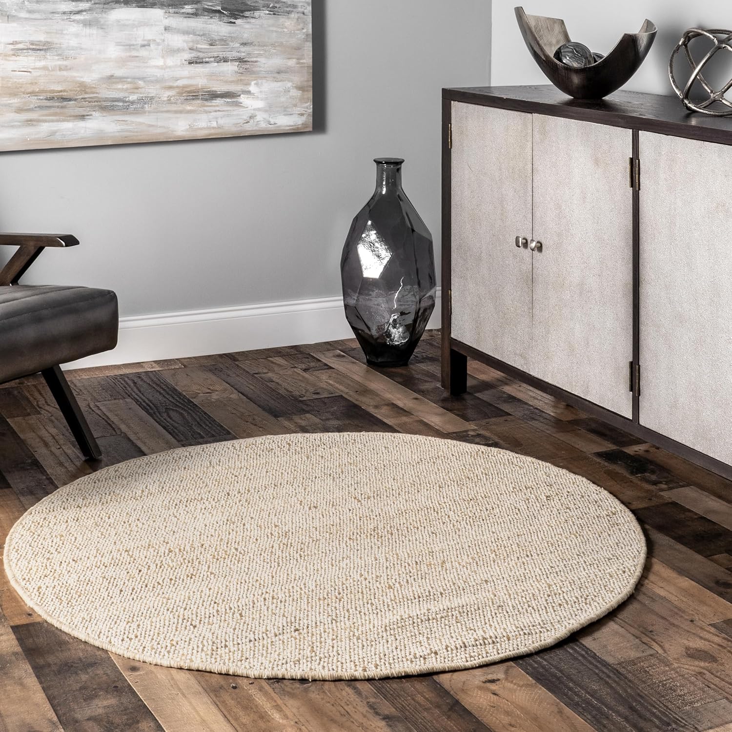 nuLOOM 6 Round Elfriede Jute & Cotton Area Rug for Any Room
