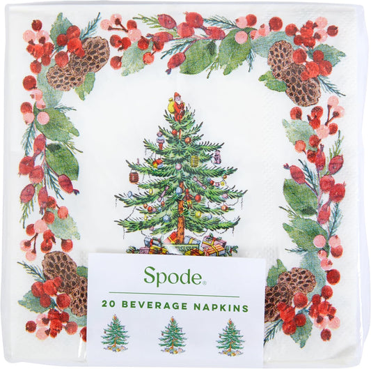 C.R. Gibson Spode Pinecone Cocktail Napkins - Festive Paper Napkins for Christmas Parties!