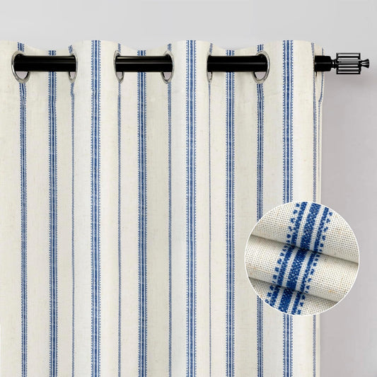 DriftAway Farmhouse Linen Blend Blackout Curtains for Bedroom