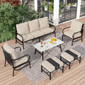 PHI VILLA 6 Piece Patio Conversation Set for Outdoor Relaxation