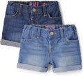 Baby Toddler Girls Denim Shortie Shorts 3 Pack - Adjustable Fit