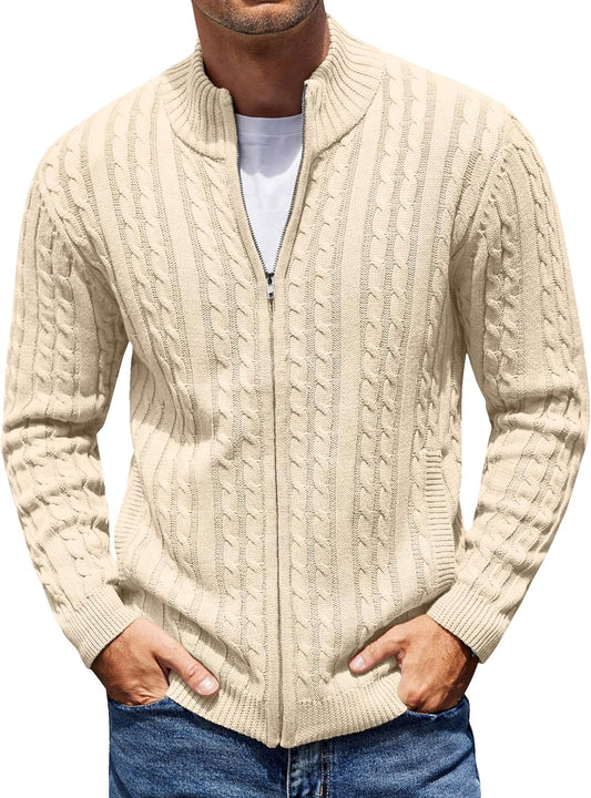 COOFANDY Men's Full Zip Cardigan Sweater for Stylish Comfort