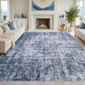 6x9 Area Rugs for Living Room Washable Rug - Soft Low Pile Navy/Light