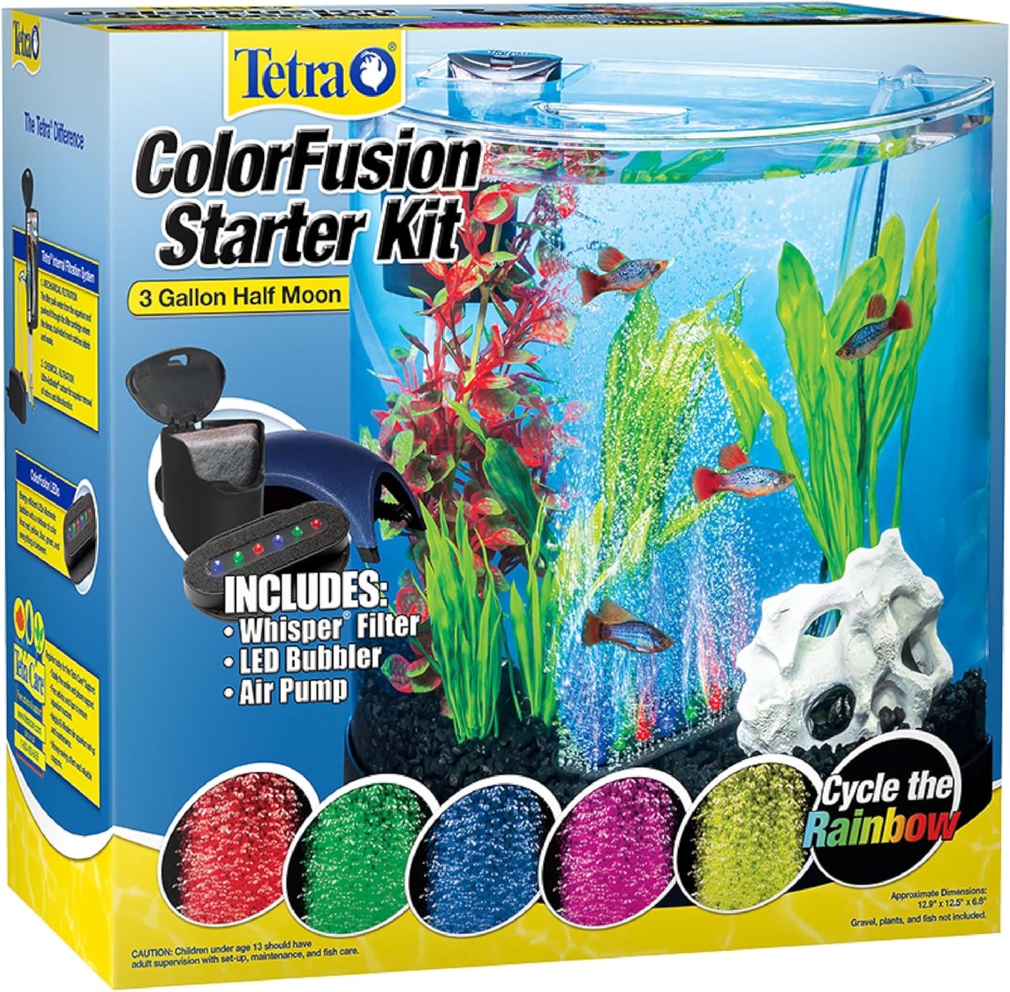 Tetra 3 Gallon Small Fish Tank Starter Kit with Color Changing Light