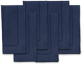 Navy Blue Linen Napkins Set of 6 - Classic Hemstitch