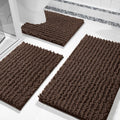 Yimobra Brown Bathroom Rug Set 3 Piece - Super Absorbent Chenille