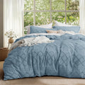 Bedsure Boho Duvet Cover King Size - Mineral Blue Comfort & Texture