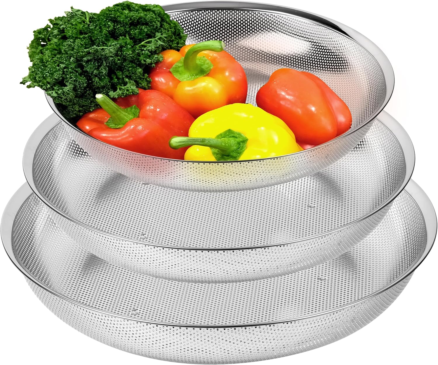 Premium 18/8 304 Stainless Steel Large Colander Set of 3