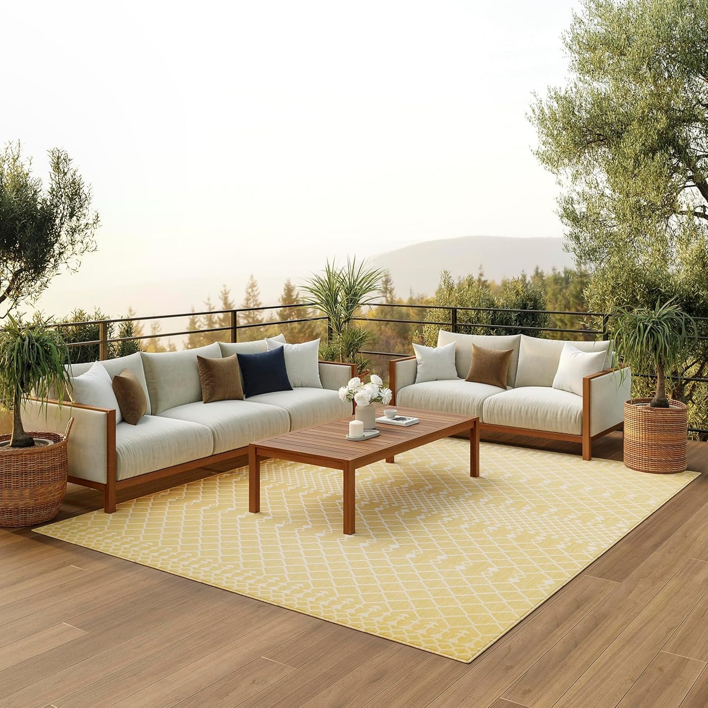 Nourison Home Positano Indoor/Outdoor Yellow Area Rug 7ft x 10ft