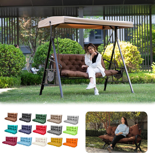 Outdoor 3 Seats Swing Cushion Replacement Pad with Backrest