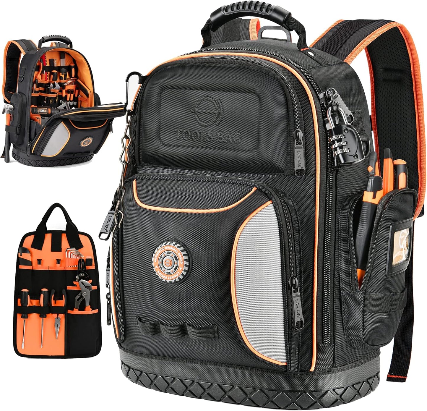 Heavy Duty Tool Bag Backpack with 75 Pockets for Organizing Tools